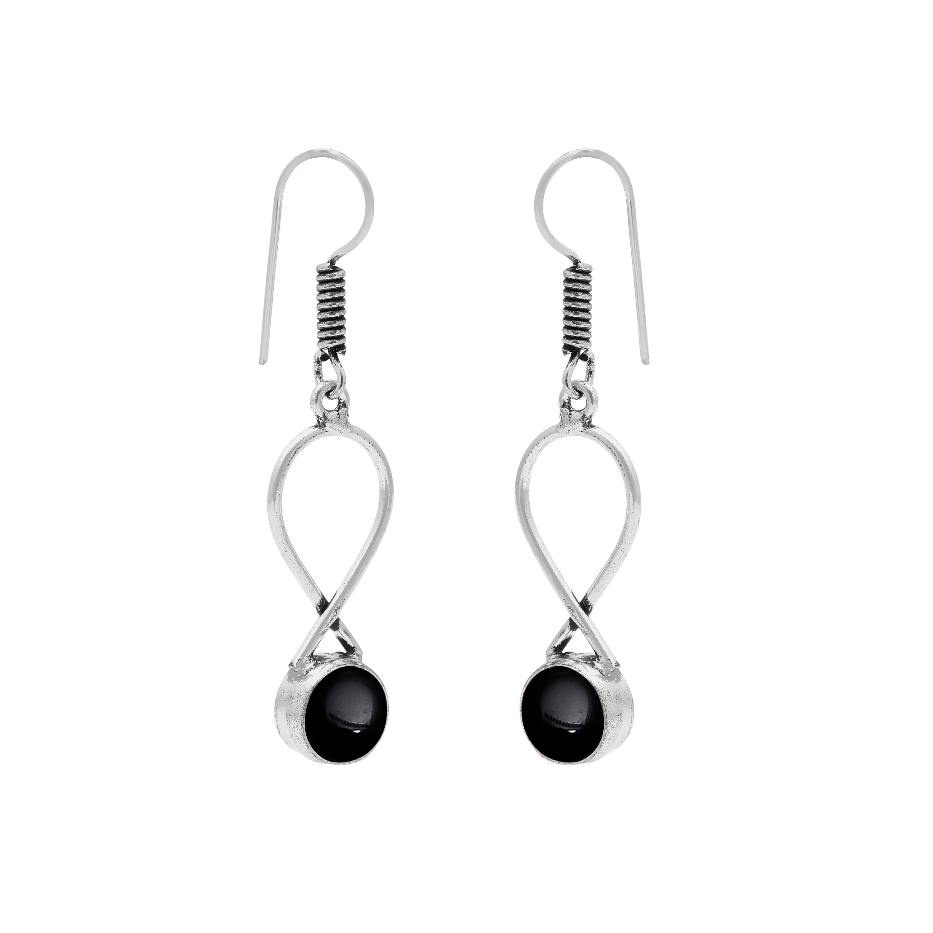 Handmade Black Stone Oxidised Drop Earrings for Women & Girls | Boho Ethnic Dangle Earrings | Lightweight Fashion Jewelry