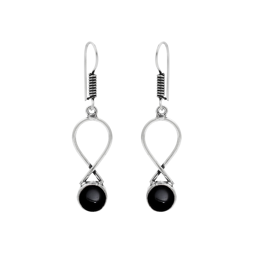Handmade Black Stone Oxidised Drop Earrings for Women & Girls | Boho Ethnic Dangle Earrings | Lightweight Fashion Jewelry