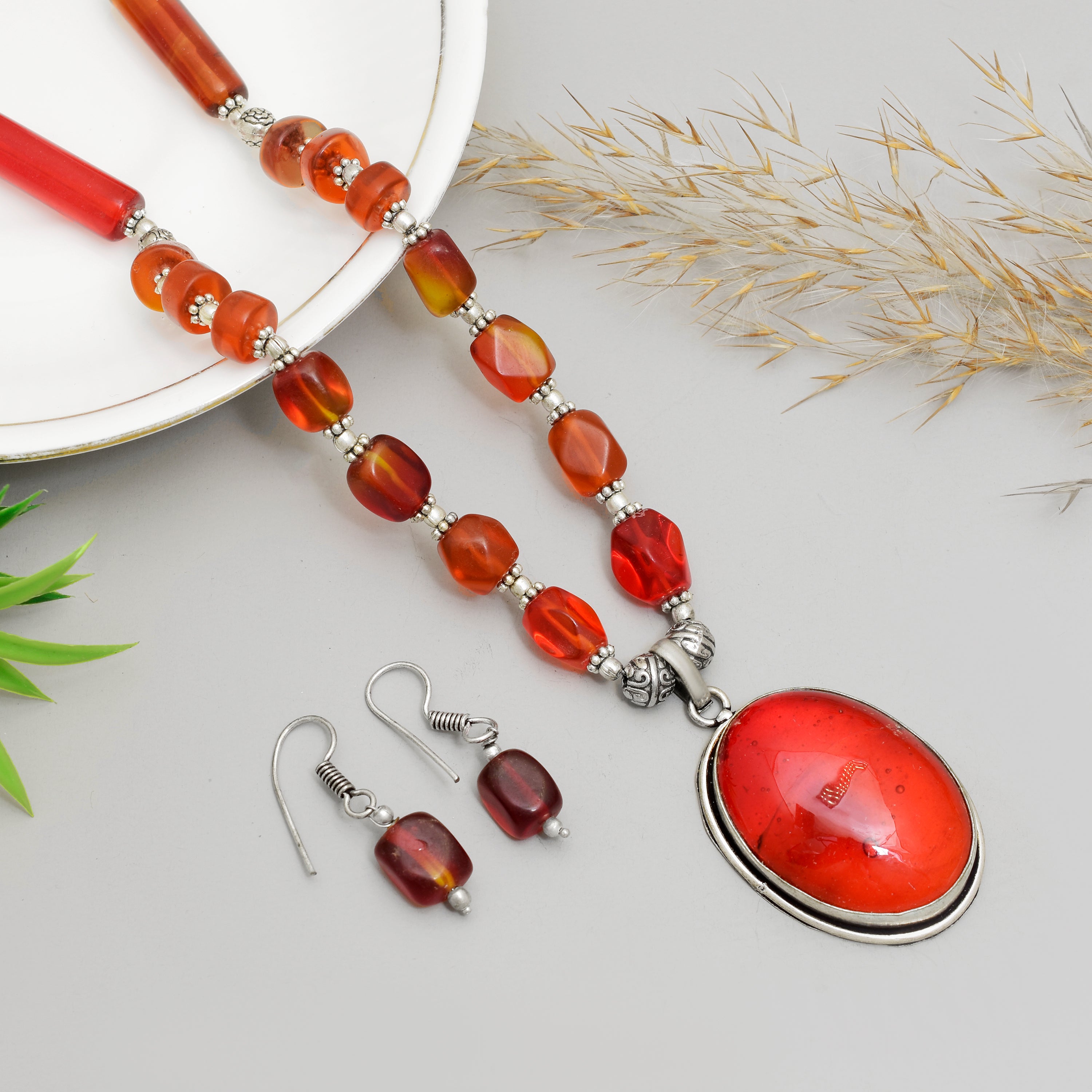 Exquisite Handcrafted Oxidized Silver Carnelian Statement Jewelry Set – Timeless Artisanal Elegance and Boho-Chic Fashion for Every Occasion