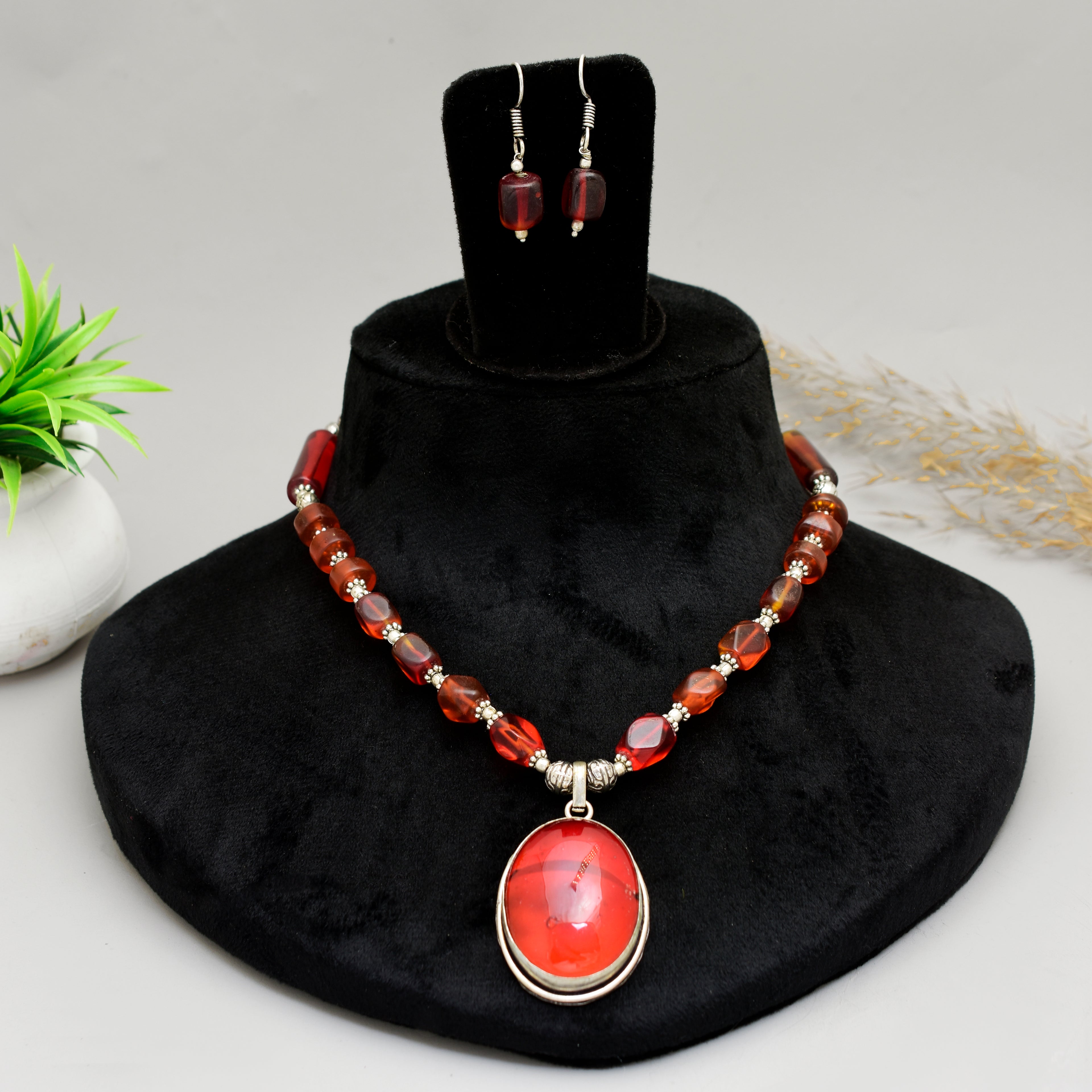 Exquisite Handcrafted Oxidized Silver Carnelian Statement Jewelry Set – Timeless Artisanal Elegance and Boho-Chic Fashion for Every Occasion