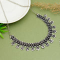 Exquisite Handcrafted Oxidised Silver-Toned Floral Charm Choker – Traditional Ethnic Statement Bib Necklace for Women