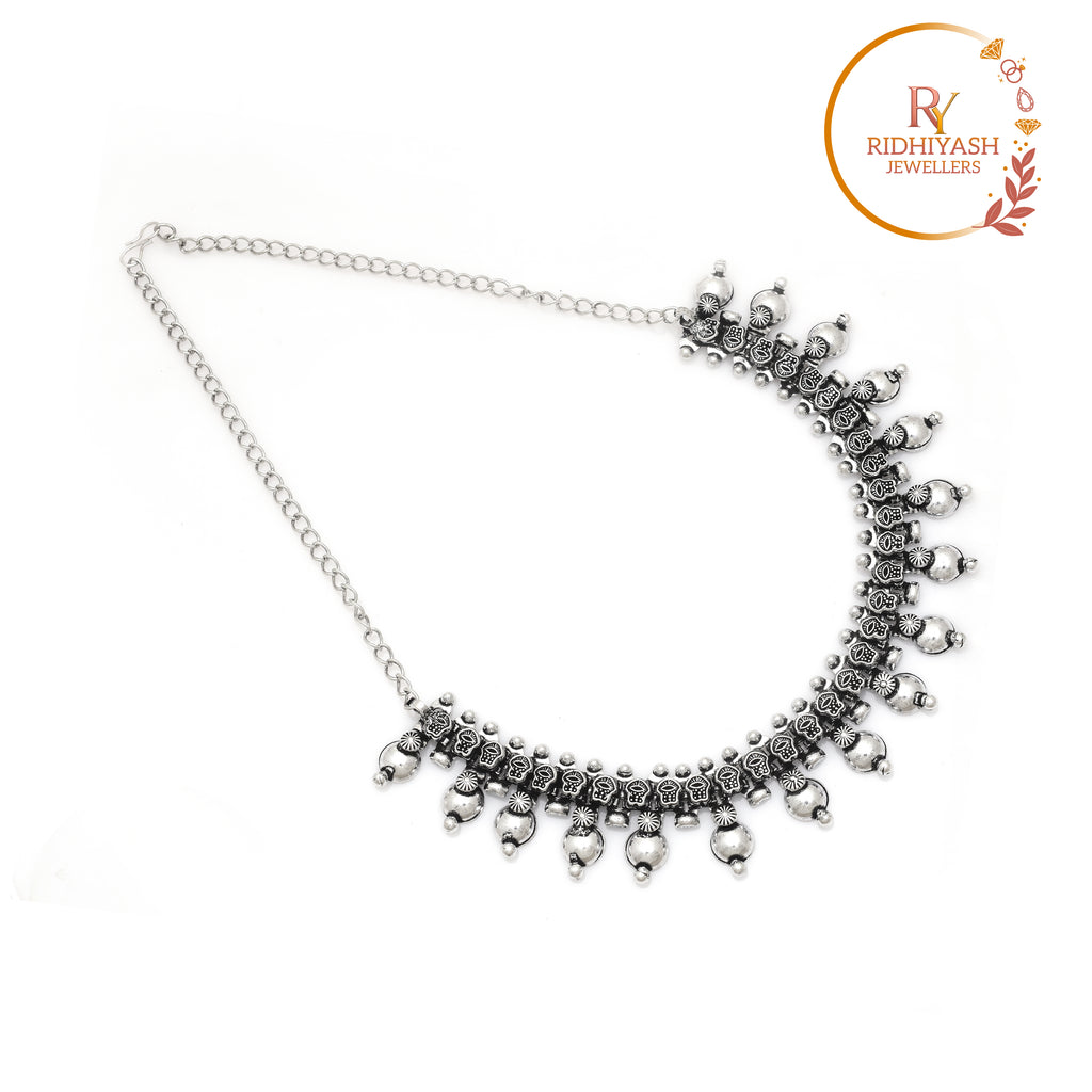Exquisite Handcrafted Oxidised Silver-Toned Sunburst & Filigree Choker – Traditional Ethnic Statement Bib Necklace for Women