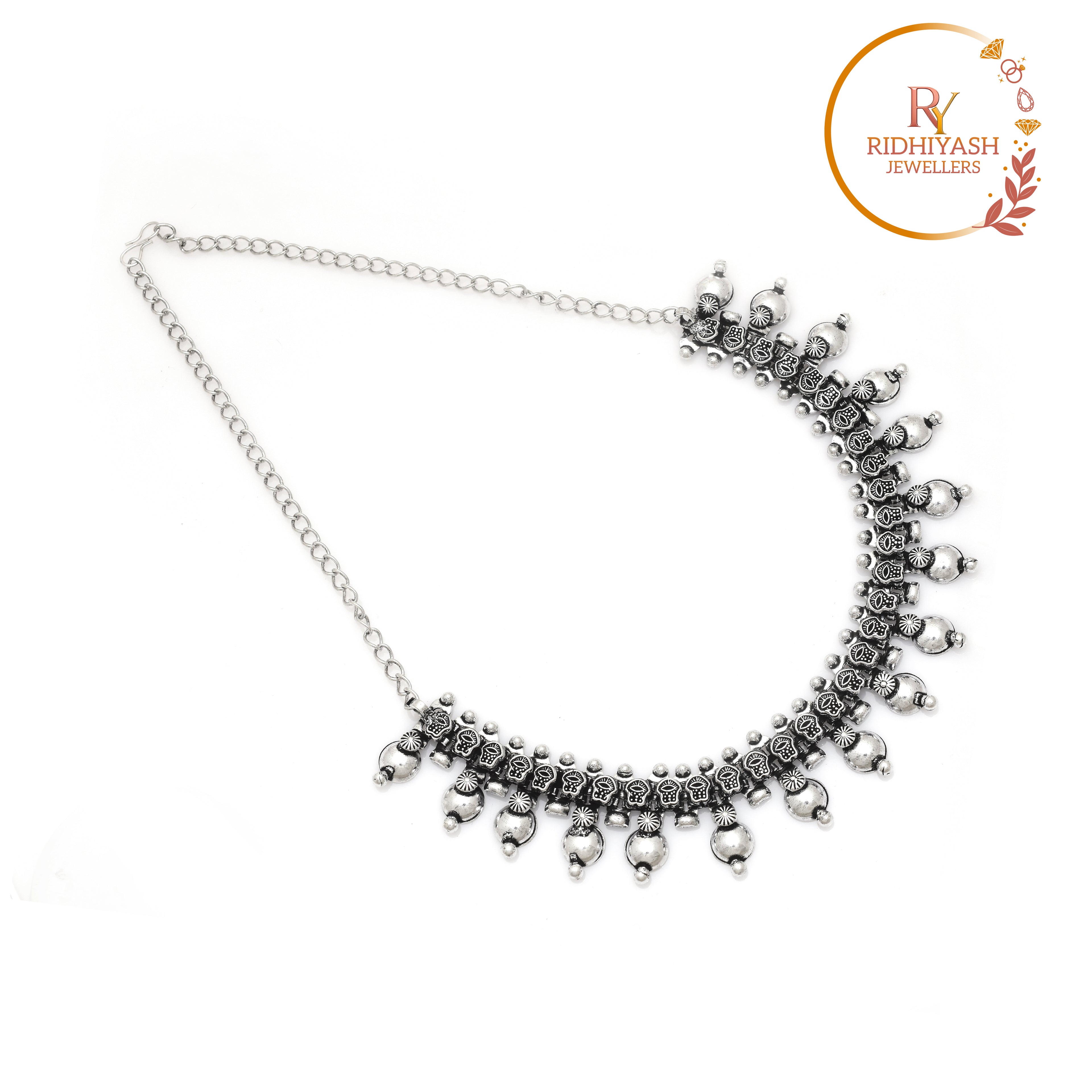 Exquisite Handcrafted Oxidised Silver-Toned Sunburst & Filigree Choker – Traditional Ethnic Statement Bib Necklace for Women