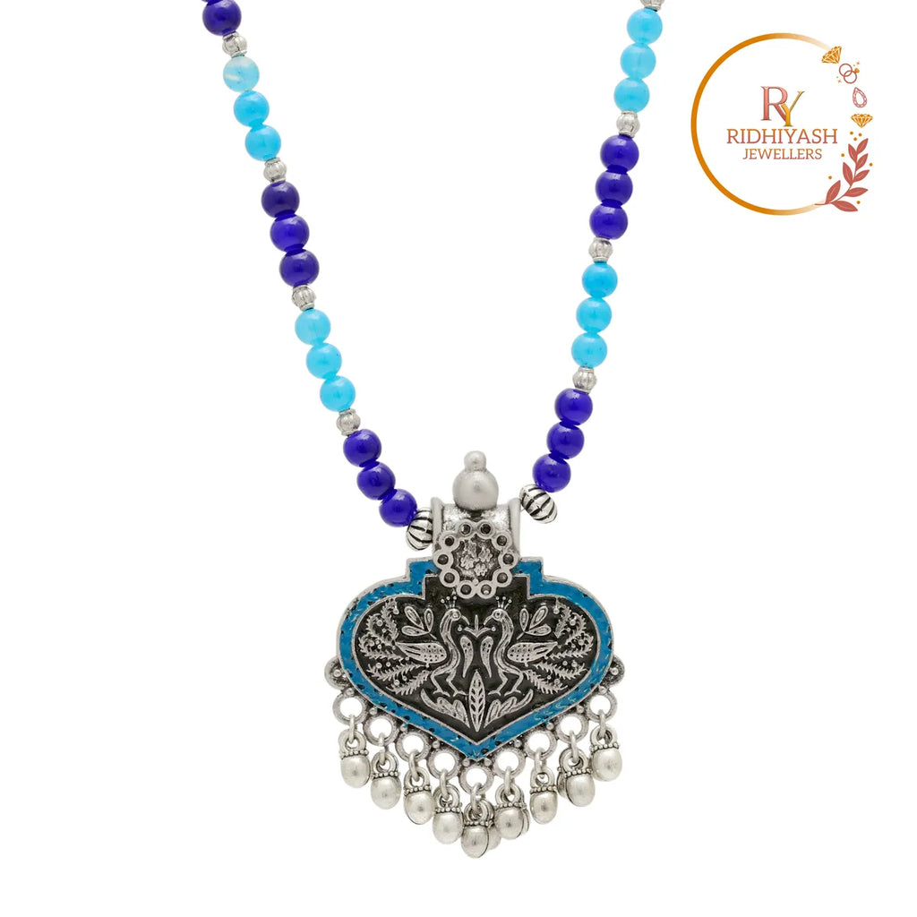 Blue Brass Heart Shape Handmade Necklace for Women