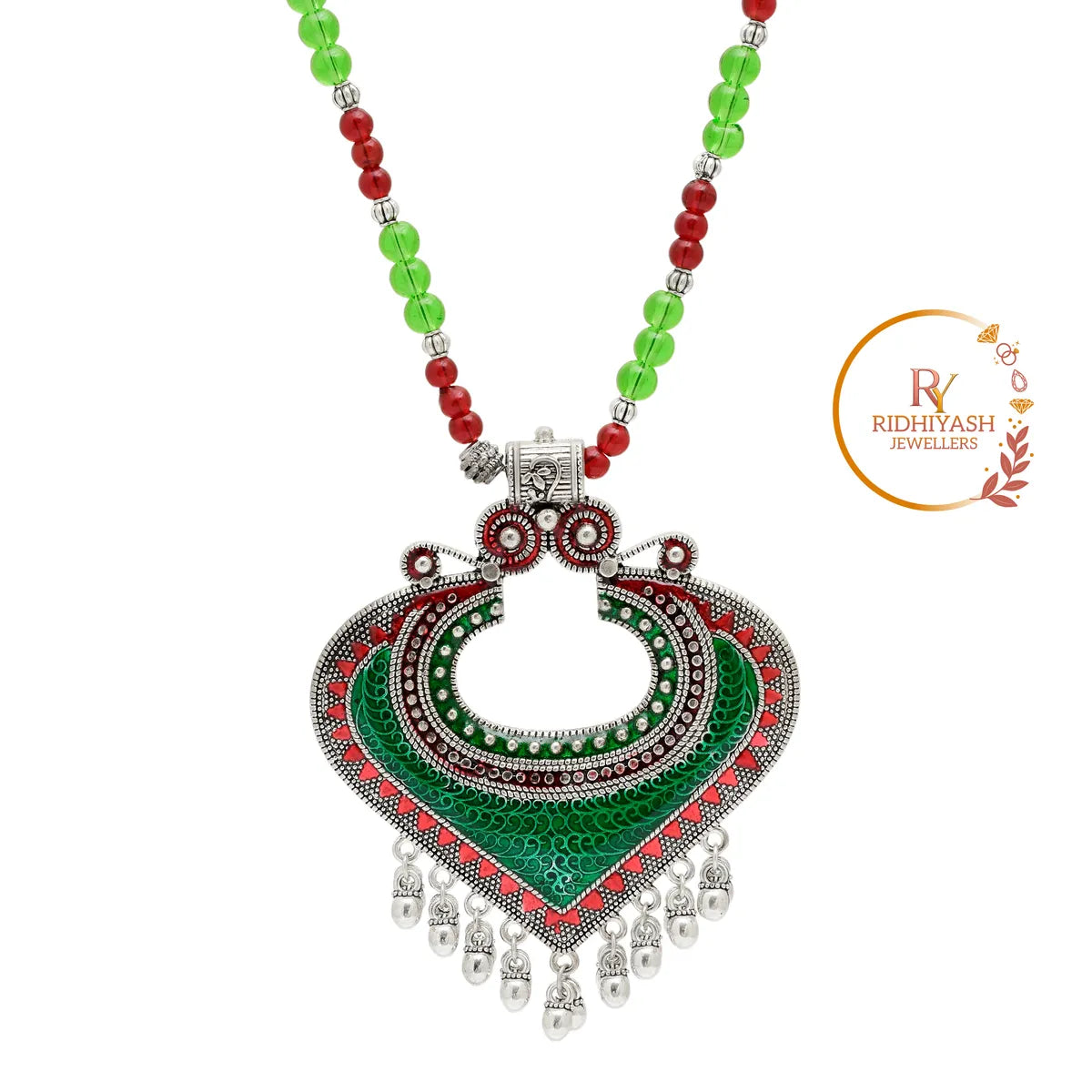 Green Brass Heart Shape Handmade Necklace for Women